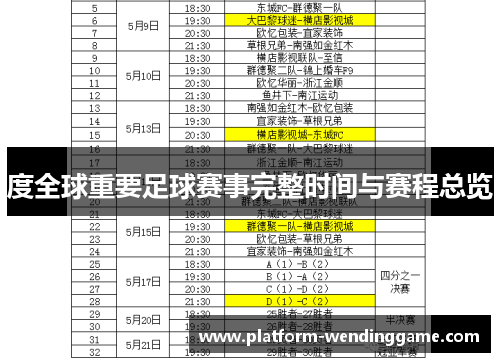 度全球重要足球赛事完整时间与赛程总览 度全球重要足球赛事完整时间与赛程总览
